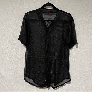 Sixth June Black Fishnet Button Up Top